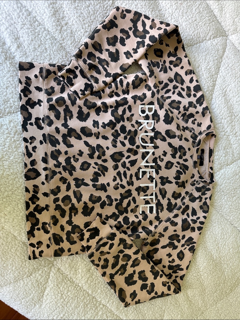 Brunette The Label Pink Taupe Leopard Logo Sweatshirt